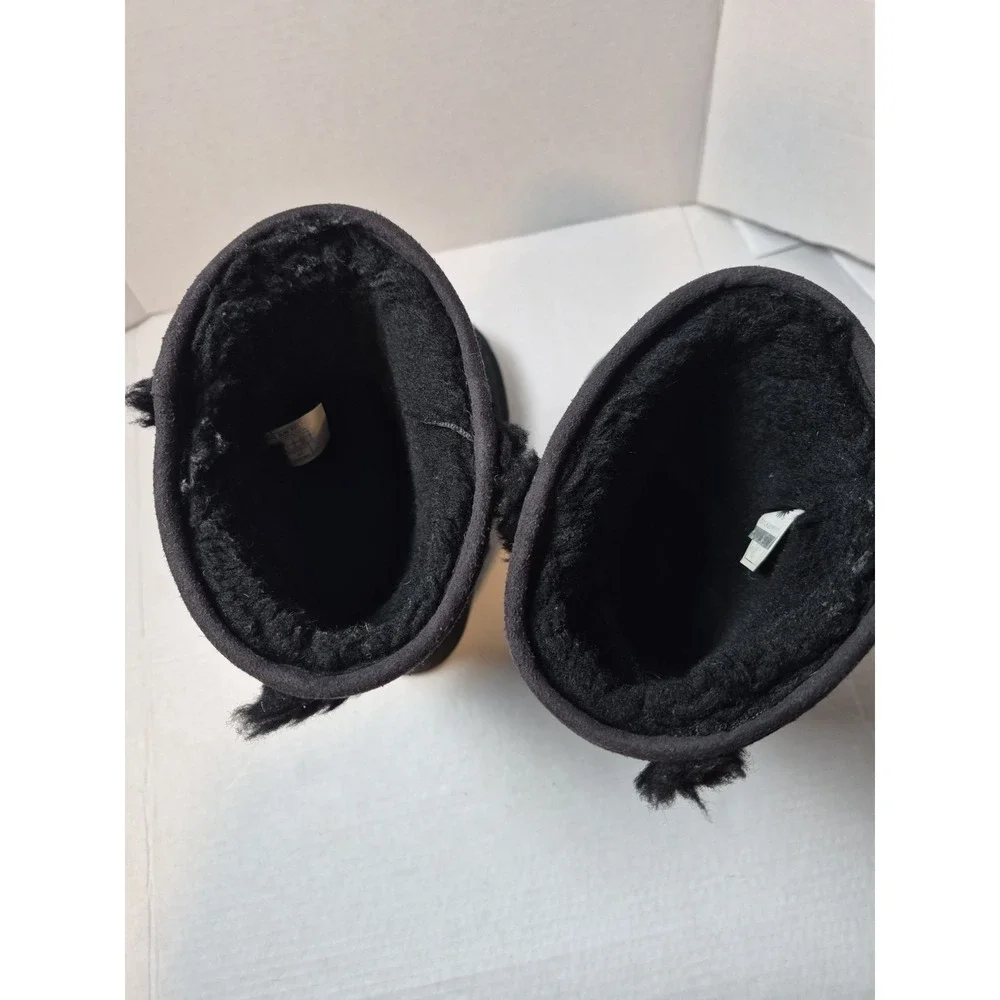 UGG 1017511 Adirondack Grandle Black Suede Sheepskin Boots Vibram Sole Women's 8